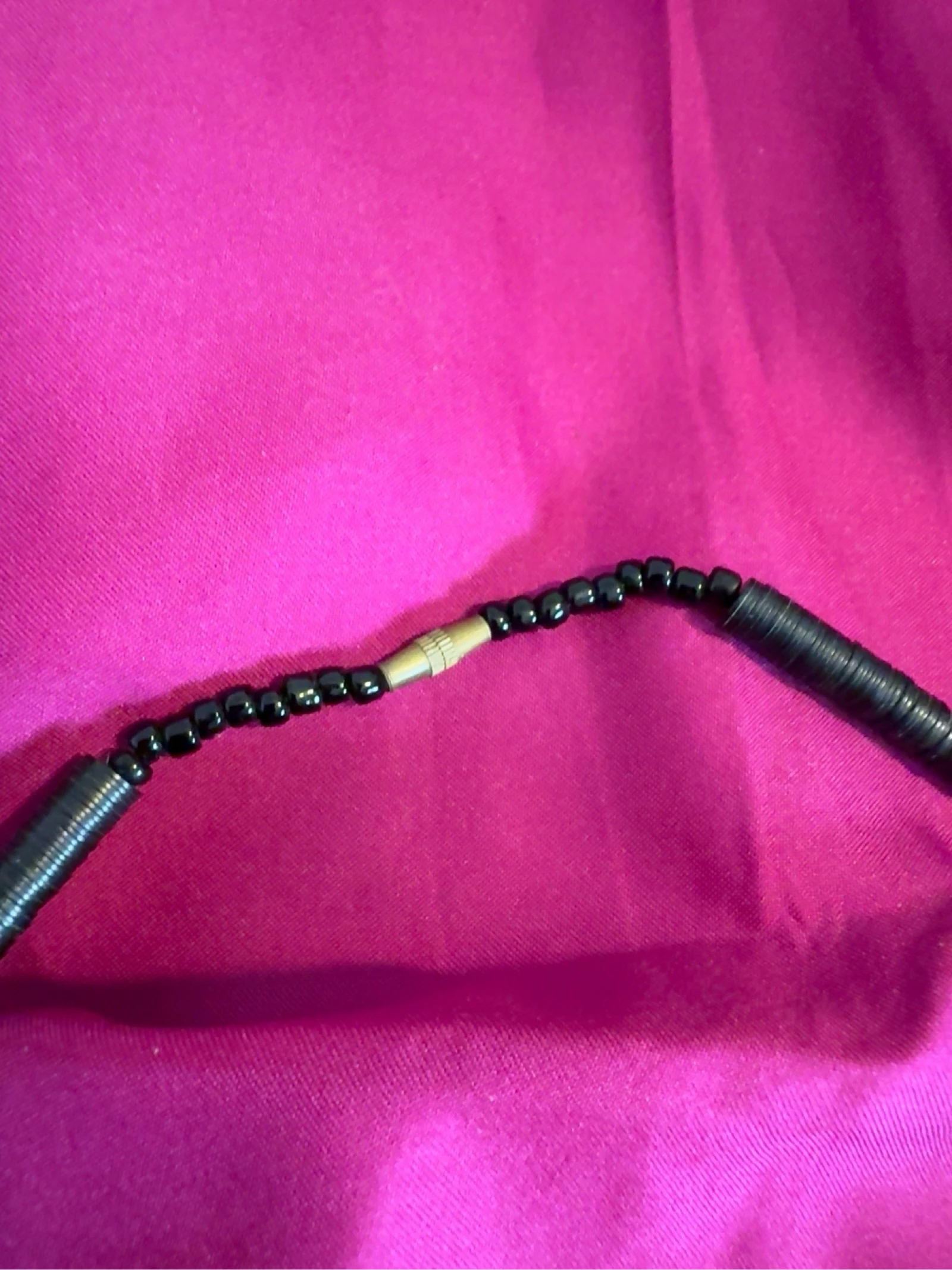 Ethnic boho handmade wooden and black bead necklace – photo 4